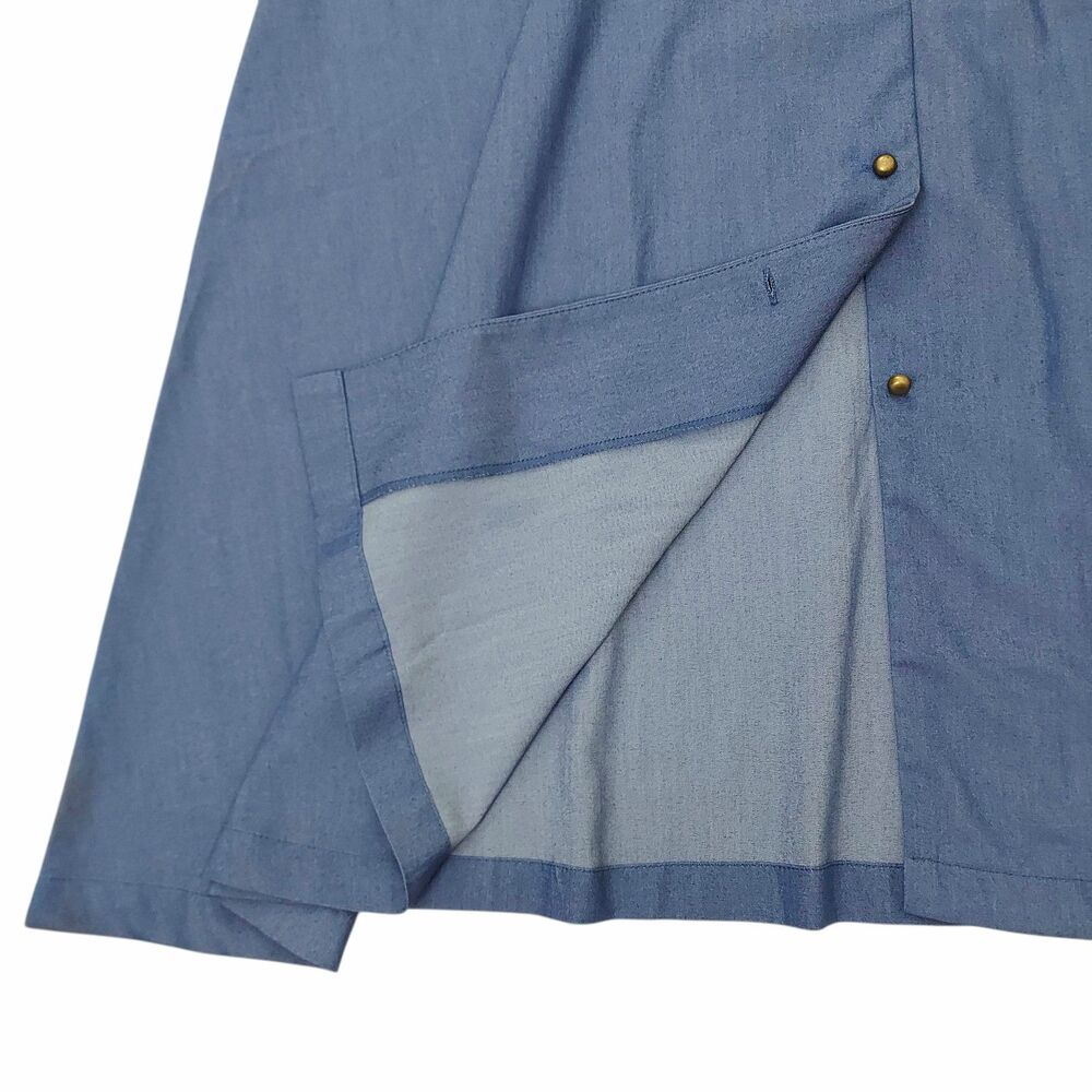 Rihoas The Lapel Sleeveless Midi Dress Womens Small Blue Chambray Button Up - Picture 6 of 12